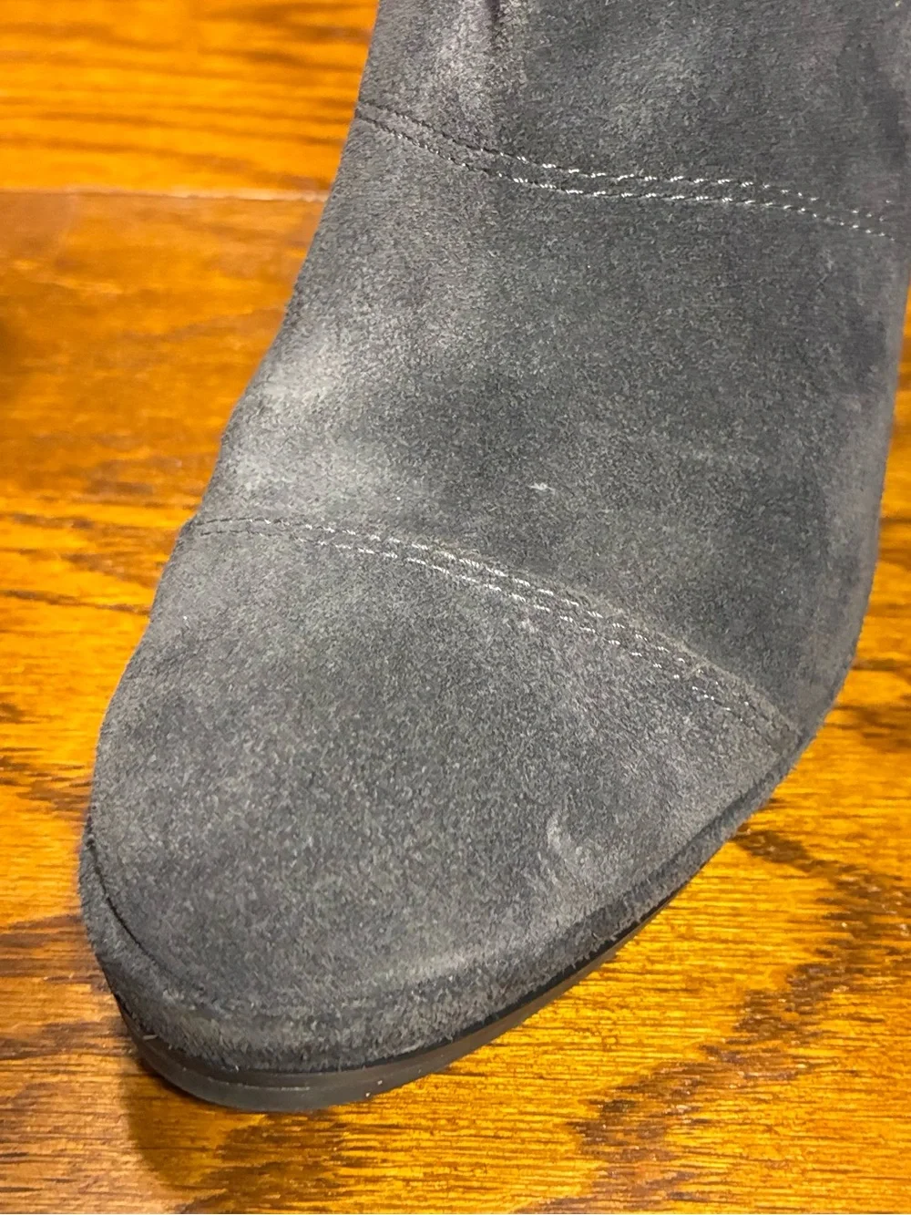 Fergie Convertible Over the Knee Gray Suede Knit Cuff Platform Wedge Boots Sz 8